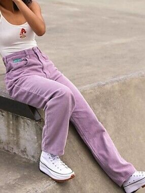 NWT Empyre Tori Seafog Corduroy Skate Pants Sz 4 90s Loose Fit Light Purple Y2k